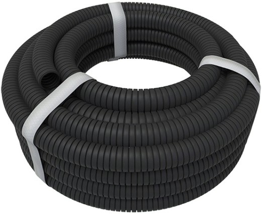 Труба гофрированная REXANT 28-0020-3 из ПВХ с зондом, ø20мм, черная (бухта 100 м/уп)