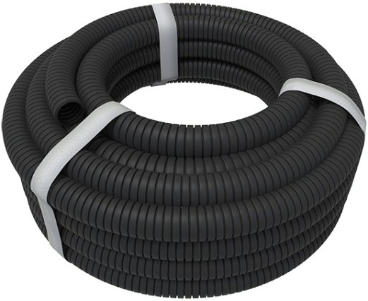 Труба гофрированная REXANT 28-0020-50 из ПВХ с зондом, ø20мм, черная (бухта 50 м/уп)