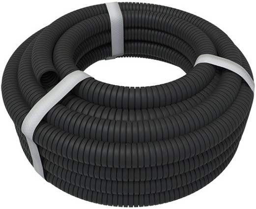 Труба гофрированная REXANT 28-0025-25 из ПВХ с зондом, ø25мм, черная (бухта 25 м/уп)