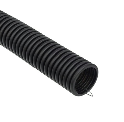 Труба гофрированная REXANT 28-0025-3 из ПВХ с зондом, ø25мм, черная (бухта 50 м/уп)