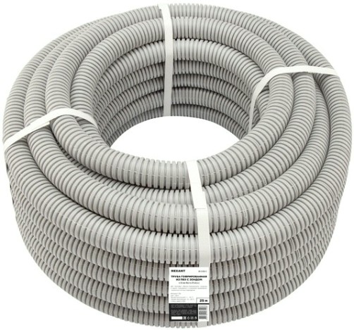 Труба гофрированная REXANT 28-0032-2 из ПВХ с зондом, ø32мм (бухта 25 м/уп)