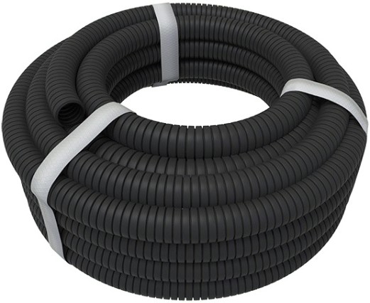 Труба гофрированная REXANT 28-0032-3 из ПВХ с зондом, ø32мм, черная (бухта 25 м/уп)