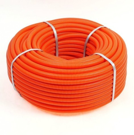 Труба гофрированная REXANT 28-0040-5 из ПНД с зондом ø40мм, оранжевая (15 м/уп)