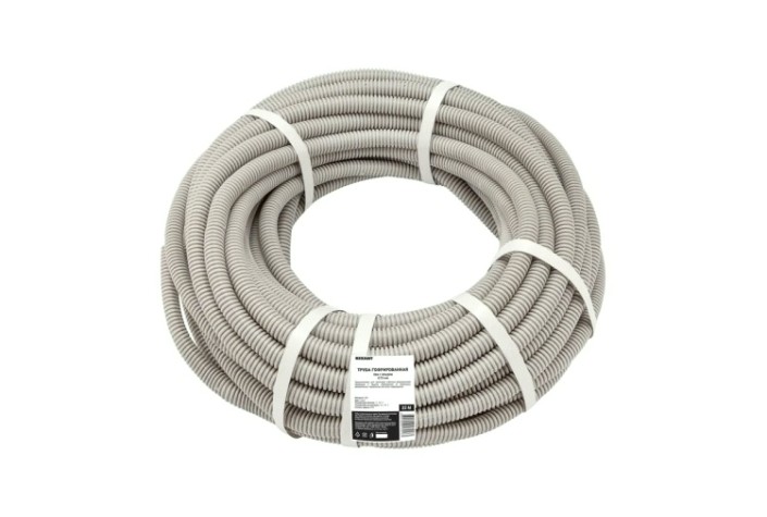 Труба гофрированная REXANT 28-0251-25 из ПВХ с зондом, ø25мм (бухта 25 м/уп)