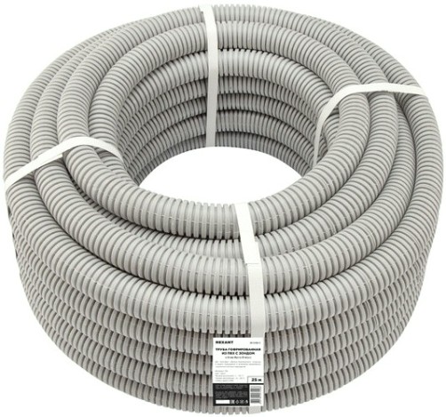 Труба гофрированная REXANT 28-0500-2 из ПВХ с зондом, ø50мм (бухта 15 м/уп)