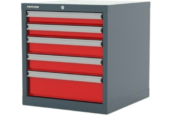 Тумба инструментальня FERRUM "PREMIUM" с 5 ящ. 565х600х600 мм (красный/серый) 15.205 [15.205]