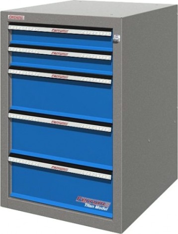 Тумба верстачная FERRUM с 5 ящиками 01.405R-5015/9007 (синий/серый)