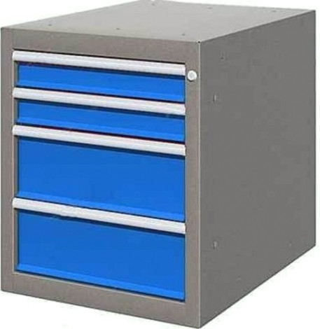 Тумба верстачная FERRUM "Титан" с 4 ящиками 08.404 [RAL5015/7700 - синий/белый хром]