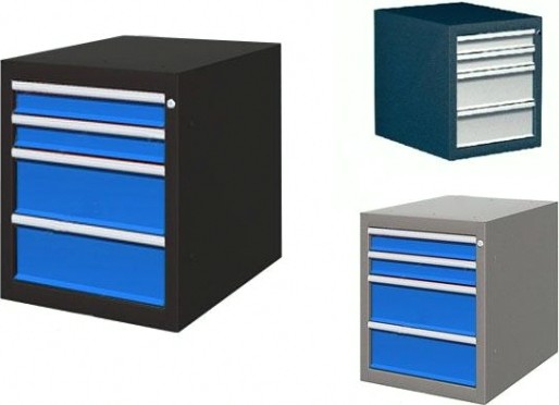 Тумба верстачная FERRUM "Титан" с 4 ящиками 08.404 [RAL7016/7700 - темно-серый/белый хром]