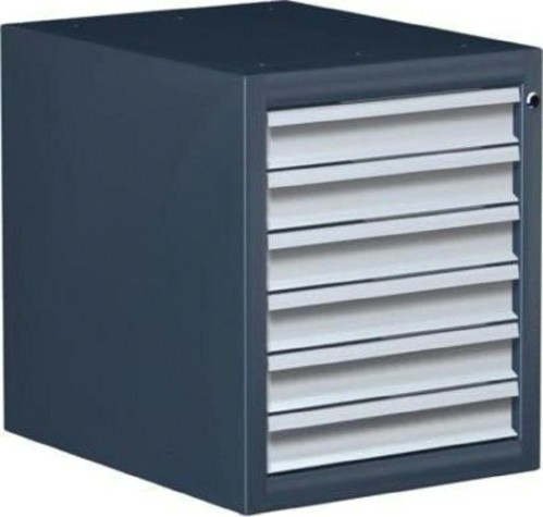 Тумба верстачная FERRUM "Титан" с 6 ящиками 08.406 [RAL7016/7700 - темно-серый/белый хром]