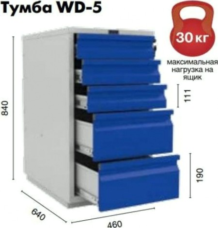 Тумба верстачная ПРАКТИК с 5 ящиками WD-5 [S30299020546]