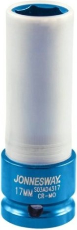 Ударная головка шестигранная с посадкой 1/2" JONNESWAY S03AD4317 для легкосплавных колесных дисков, 17 мм [099427]