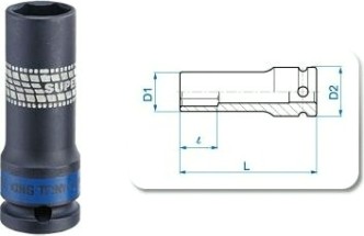 Ударная головка шестигранная с посадкой 1/2" KING TONY 441521М 21 мм глубокая, сверхтонкая [441521M]