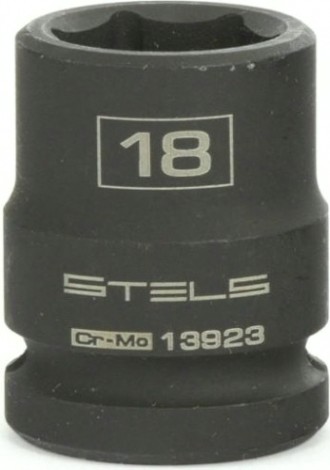 Ударная головка шестигранная с посадкой 1/2" STELS 13923 18 мм Ударная головка шестигранная с посадкой 1/2" STELS 13923 18 мм