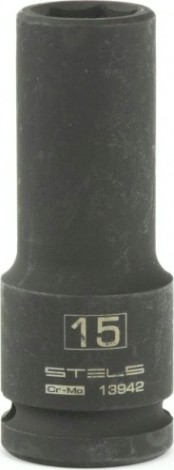 Ударная головка шестигранная с посадкой 1/2" STELS 13942 15 мм глубокая Ударная головка шестигранная с посадкой 1/2" STELS 13942 15 мм глубокая