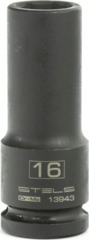 Ударная головка шестигранная с посадкой 1/2" STELS 13943 16 мм глубокая Ударная головка шестигранная с посадкой 1/2" STELS 13943 16 мм глубокая