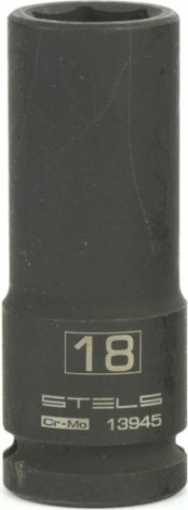 Ударная головка шестигранная с посадкой 1/2" STELS 13945 18 мм глубокая Ударная головка шестигранная с посадкой 1/2" STELS 13945 18 мм глубокая