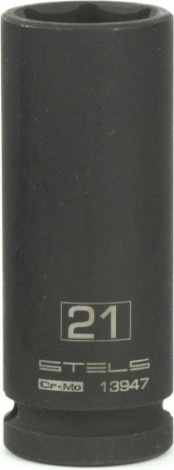 Ударная головка шестигранная с посадкой 1/2" STELS 13947 21 мм глубокая Ударная головка шестигранная с посадкой 1/2" STELS 13947 21 мм глубокая