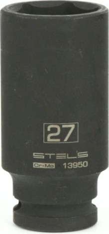 Ударная головка шестигранная с посадкой 1/2" STELS 13950 27 мм глубокая Ударная головка шестигранная с посадкой 1/2" STELS 13950 27 мм глубокая