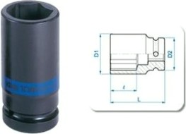 Ударная головка шестигранная с посадкой 1" KING TONY 843524М 24 мм глубокая [843524M]