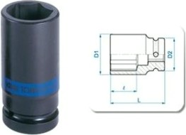 Ударная головка шестигранная с посадкой 1" KING TONY 843548М 48 мм глубокая [843548M]