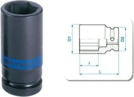 Ударная головка шестигранная с посадкой 1" KING TONY 843554М 54 мм глубокая [843554M]
