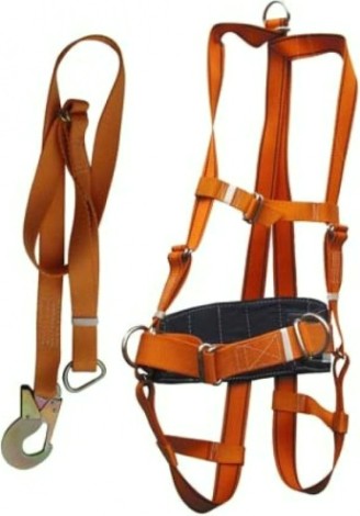 Удерживающая привязь МОЛОТ УС 2 АЖ с напл. и набед. лямками, строп пол. лента, К1