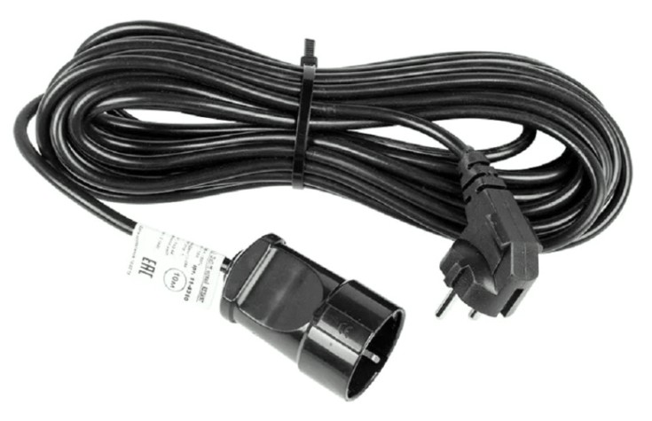 Удлинитель без катушки REXANT 11-7090 ПВС 3х0.75, 20 м, с/з, 6A, 1300 Bт, ip44, черный