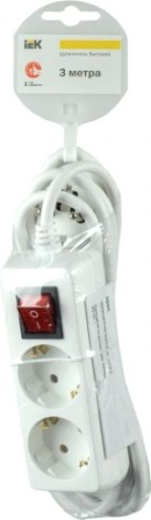 Удлинитель IEK 2х3м с заземл. 3х1 с выкл. [WYP10-16-02-03-ZK-N]