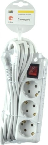 Удлинитель IEK 3х5м с заземл. пвс 3х1 с выкл. [WYP10-16-03-05-ZK-N]