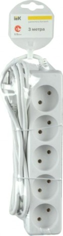 Удлинитель IEK 5х3м без заземл. пвс 2х0.75 [WYP10-06-05-03-N]