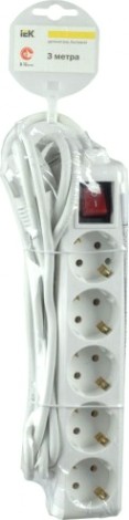 Удлинитель IEK 5х3м с заземл. 3х1 с выкл. [WYP10-16-05-03-ZK-N]
