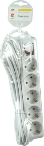 Удлинитель IEK 5х5м с заземл. 3х1 с выкл. [WYP10-16-05-05-ZK-N]