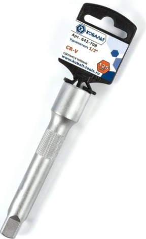 Удлинитель Кобальт 642-708 1/2", 125 мм, cr-v
