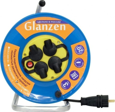 Удлинитель на катушке GLANZEN EB-20-009 силовой КГ 3х1,5 ip44 с выкл. 4 гн. Удлинитель на катушке GLANZEN EB-20-009 силовой КГ 3х1,5 ip44 с выкл. 4 гн.