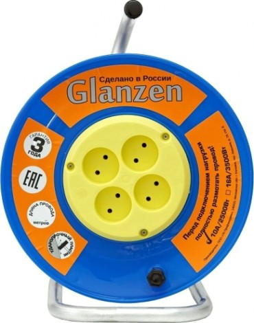 Удлинитель на катушке GLANZEN EB-20-014 силовой 4 гн. пвс 2х0,75 Удлинитель на катушке GLANZEN EB-20-014 силовой 4 гн. пвс 2х0,75