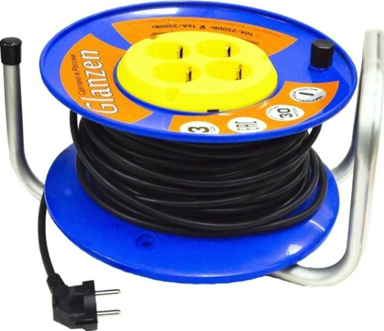 Удлинитель на катушке GLANZEN EB-30-019 силовой 4 гн. пвс 3х1,5