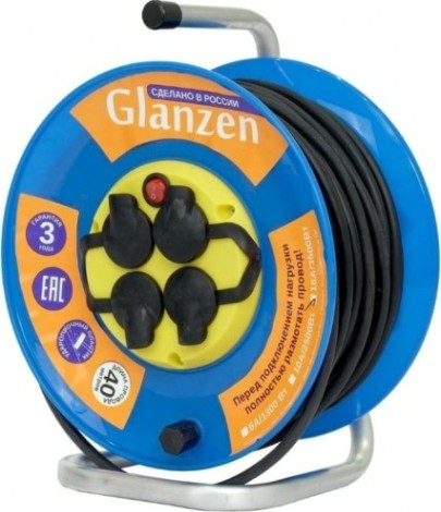 Удлинитель на катушке GLANZEN EB-40-009 силовой КГ 3х1,5 ip44 с выкл. 4 гн. Удлинитель на катушке GLANZEN EB-40-009 силовой КГ 3х1,5 ip44 с выкл. 4 гн.