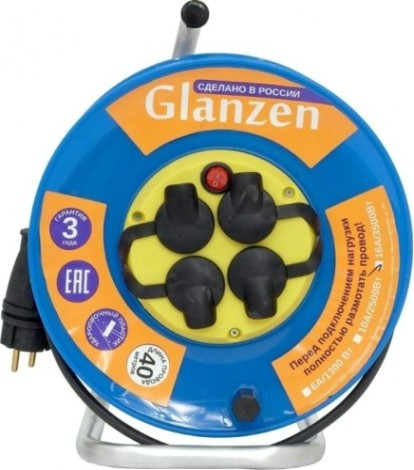 Удлинитель на катушке GLANZEN EB-40-009 силовой КГ 3х1,5 ip44 с выкл. 4 гн. Удлинитель на катушке GLANZEN EB-40-009 силовой КГ 3х1,5 ip44 с выкл. 4 гн.