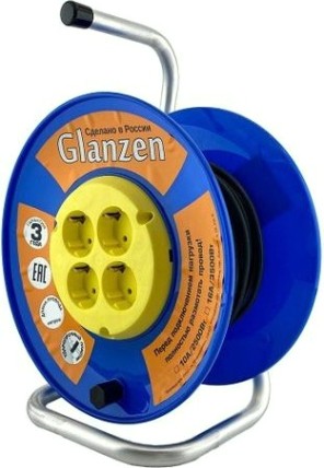 Удлинитель на катушке GLANZEN EB-40-018 ПВС 3х0,75 40м [ЕВ-40-018]