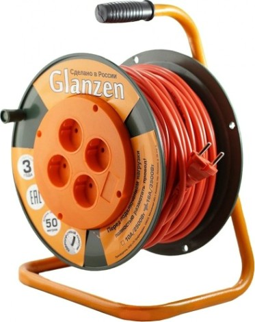 Удлинитель на катушке GLANZEN EB-50-006 ПВС 2х1,5 50м