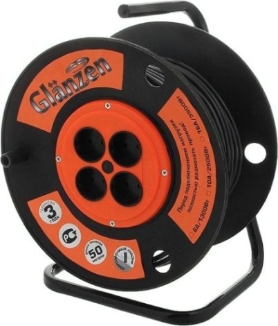 Удлинитель на катушке GLANZEN EB-50-008 ПВС 2х2,5 50м