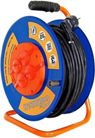 Удлинитель на катушке GLANZEN EB-50-010 КГ 3х2,5 50м (металлическая катушка)