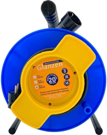 Удлинитель на катушке GLANZEN EC-30-003 ПВС 3х1.5 30м