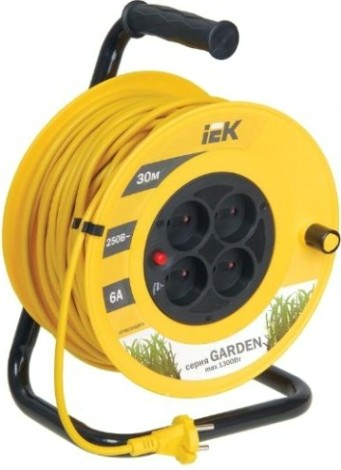 Удлинитель на катушке IEK УК30 2Р/30м 2х0,75мм Garden с термозащитой 4 места [WKP23-06-04-30]