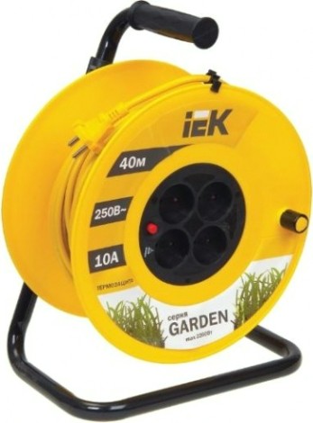 Удлинитель на катушке IEK УК40 2Р/40м 2х1,0мм Garden с термозащитой 4 места [WKP23-10-04-40]
