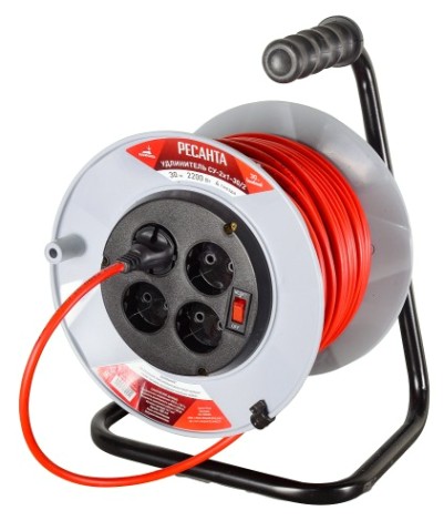 Удлинитель на катушке Ресанта СУ-2х1-30/2 силовой (с выкл., 4 розетки) [61/118/4]