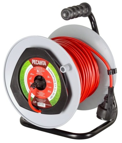 Удлинитель на катушке Ресанта СУ-2х1-30/2ВР силовой (с выкл., 1 розетка, ip44) [61/118/11]