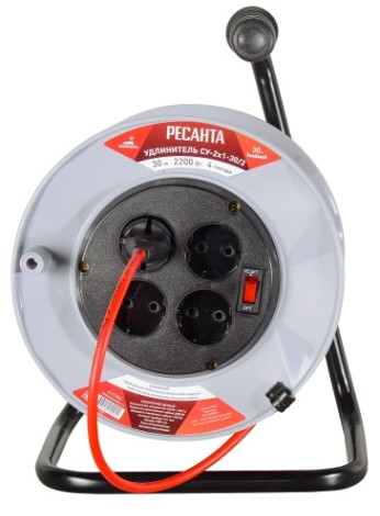 Удлинитель на катушке Ресанта СУ-2х1-50/2 силовой (с выкл., 4 розетки) [61/118/5]
