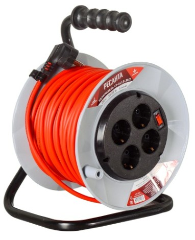 Удлинитель на катушке Ресанта СУ-3х1,5-30/2 силовой (с выкл., 4 розетки) [61/118/6]